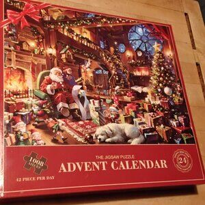 Santa Claus Advent Calendar Jigsaw Puzzle Christmas 1008 pieces golden retriever